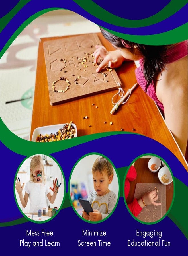 CRYA Kannada Educational Tracing Wooden Board for Kids | Handwriting, Counting and Learning Montessori Slates | Reversible Set of 2 Puzzles (Kannada, Cursive English and Numbers) - Image 4